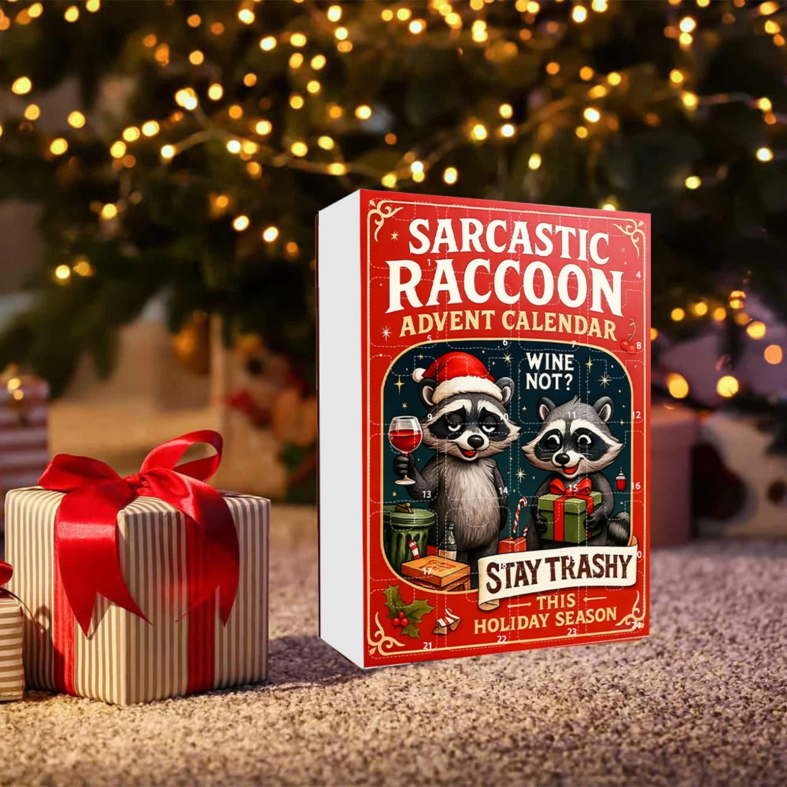 Christmas Countdown SARCASTIC RACCOON Advent Calendar – 24 Days 2D Blind Boxes