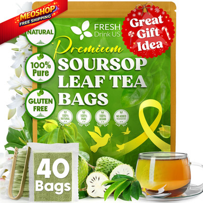 40 Premium Soursop Graviola Leaf Tea Bags, 100% Natural and Pure 40 Bags 
