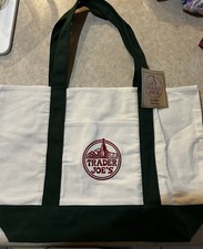 Trader Joe  s Bag Canvas Reusable Heavy Cotton Basic Style Shopping Green Large