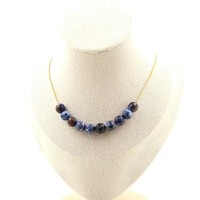 Mineralien Und Edelsteine. Halskette 10 Perlen Blaues Jaspis 8 Mm. Kette Aus Ac