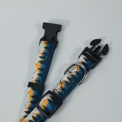 Yellow Pine Design Adjustable Dog Collar S/M/L Durable Nylon Metal D-Ring Quick