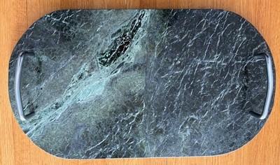 STUDIO NOVA Vintage-  Taiwan  - Solid Green Marble Cheese Platter with Handles