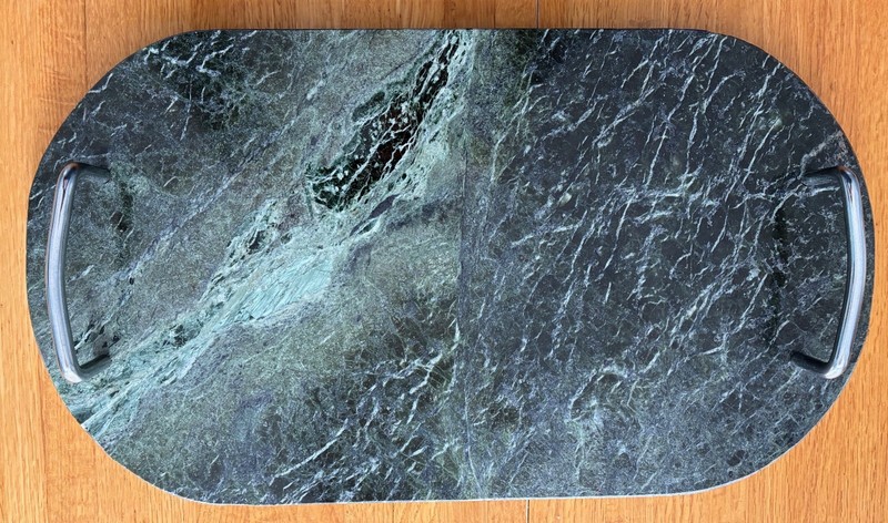 TAIWAN - STUDIO NOVA Vintage - Solid Green Marble Cheese Platter with Handles