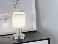 Tischlampe Mit Lampenschirm Stoff Weiß, Tischleuchte Nachttischlampe Touch