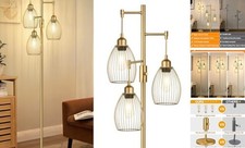 Dimmable Floor Lamp, Industrial Floor Lamps for Living Room, Gold-70 inches