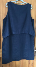 FAB ZEST NAVY WEIGHTY WOVEN LINEN SLEEVELESS DRESS SIZEL SEE MEASUREMENTS.
