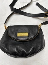MARC JACOBS Classic Leather NATASHA Black Crossbody Shoulder Bag