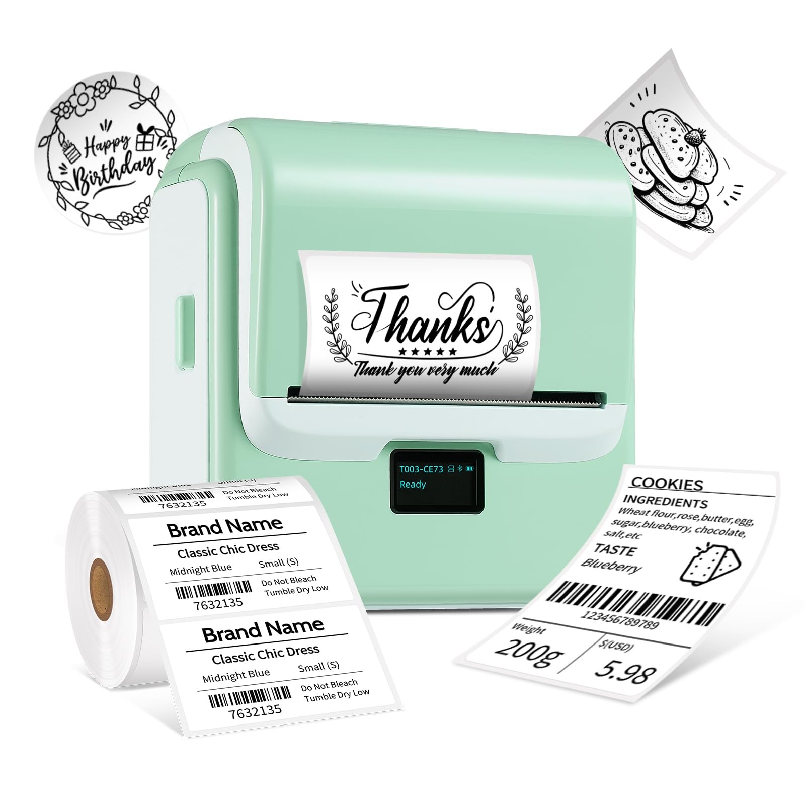 Bluetooth Label Maker Machine with 3.15 Inch Thermal Tape T003-image