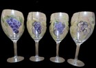 4 Hand Painted Wine Glasses With Grapes And Vines Design  — photo 4