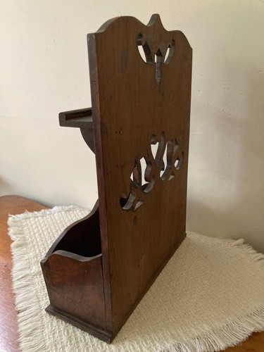 Handcrafted Walnut Wood Wall Pocket Candle Box or Pipes or Comb Case 13"x10"x4" - Picture 6 of 13
