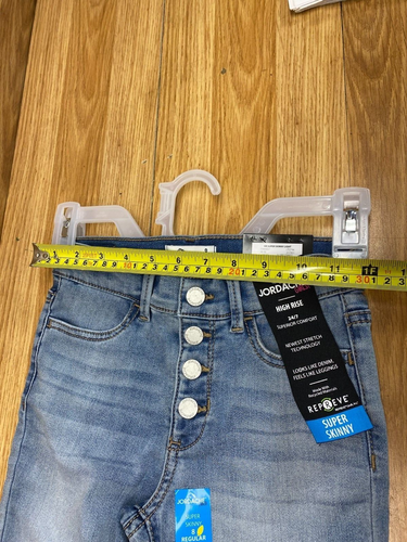 Jordache Youth Girls Super Skinny Stretch Blue Jeans Buttons Up Size: 8 Regular - Picture 7 of 7