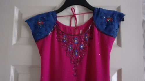 Ladies Pink And Blue Sequin Top Size 10