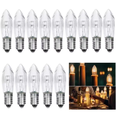 14 Stück LED Filament Riffelkerze 8-55V 0,2 W E10 innen Spitzkerze Schwibbogen. - Bild 1 von 2