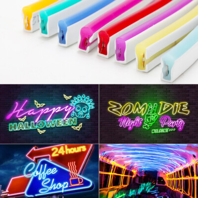 5M DC12V Flexible LED Neon Light Strip Silicone Waterproof Home Car ...
