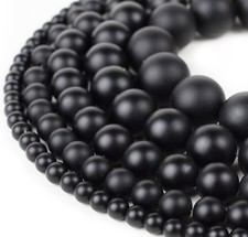Natural Matte Black Onyx Beads Genuine Smooth 15  Strand 4mm 6mm 8mm 10mm 12mm