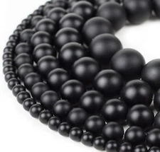 Natural Matte Black Onyx Beads Genuine Smooth 15”Strand 4mm 6mm 8mm 10mm 12mm