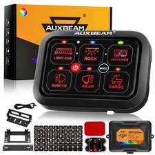 AUXBEAM RGB 6 Gang Switch Panel Momentary Toggle Control For Ford F-150 Pickup