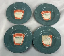 Moore Glasstex Aqua Ashtray Set of 4 Vintage Enamel Speckled Blue Ware