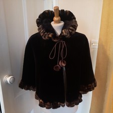 Faux Fur Cape, Victorian Costume Accessory, One Size