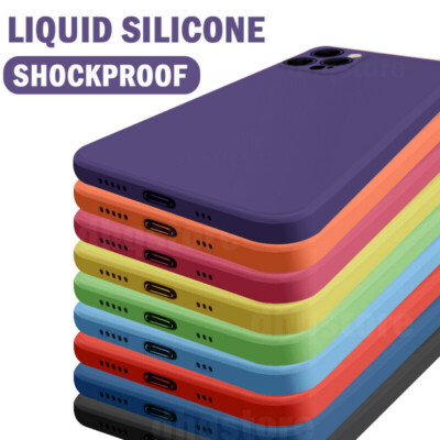 Liquid Silicone Soft Case For iPhone 16 15 14 Pro Max 13 12 Solid Colour Cover