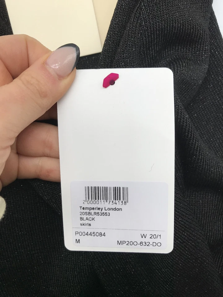 NUEVO CON ETIQUETAS Temperely London Brillante Negro Una Línea Maxi Falda Talla Mediana Foto 4 de 4