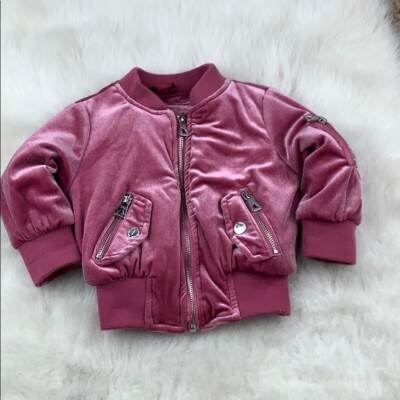 Urban Republic baby toddlers 24 months pink velvet puffy bomber jacket 