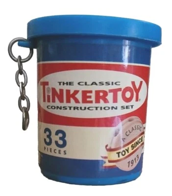 Miniature Classic TinkerToy Construction Set 33 Piece 2.5" Keychain 1999 Hasbro - Image 1 of 4