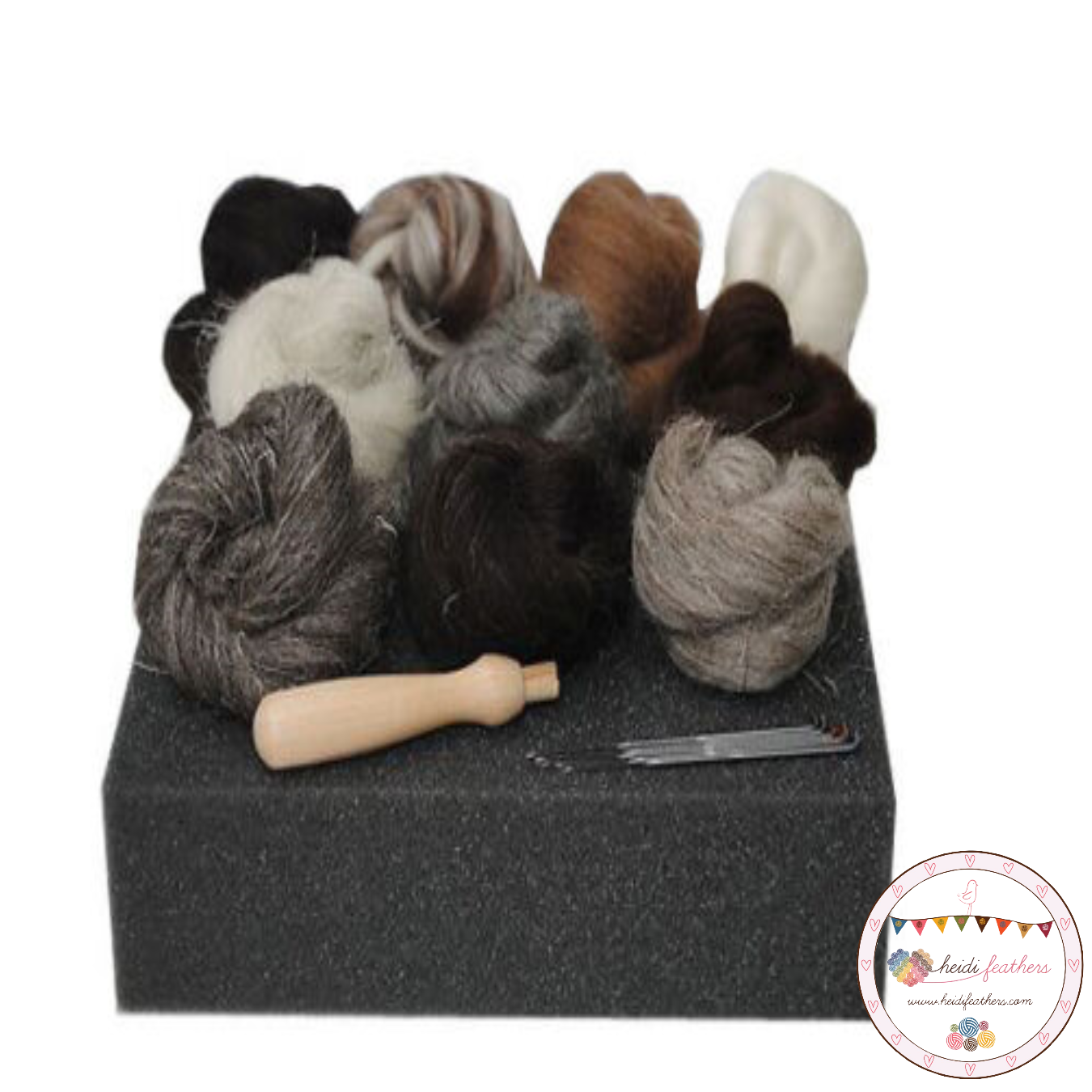 Heidifeathers® High Quality Needle Felting Starter Kit 'Natural Wool