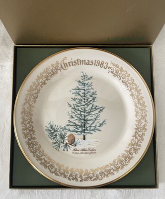 Vintage 1983 Lenox Commemorative Christmas Tree Plate Blue Atlas Cedar + Box