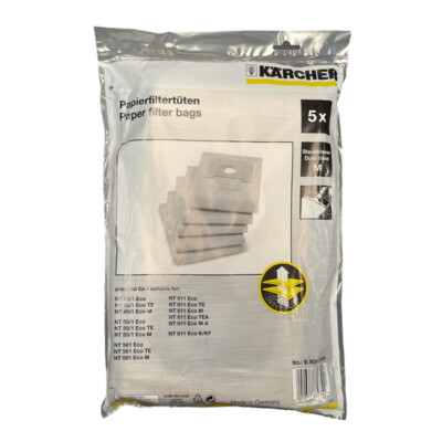 GENUINE KARCHER Pk 5 Filter Vacuum Bags (Paper) fit NT (6904208 6.904-208.0)