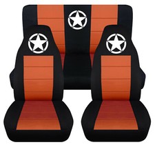 Frontrear Car Seat Covers Blk-burnt Orange Warmy Star Fits Wrangler Yj Tj Lj Frontrear Car Seat Covers Blk-burnt Orange Warmy Star Fits Wrangler Yj Tj Lj