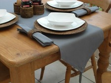 14x118" (35x300cm) GREY COTTON RUNNER WITH TASSEL - 10/12 SEATER
