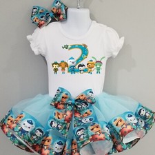 OCTONAUTS 3 Piece Birthday Ribbon Tutu Outfit Ribbon Tutu, Tshirt Hair Bow