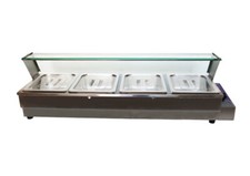 TECHTONGDA 4-Pan Commercial Stainless Buffet Food Warmer with Transparent Cover