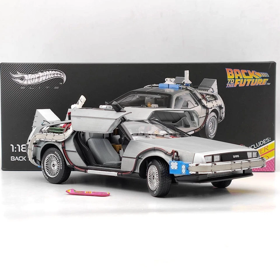 1/18 Hot Wheels Elite Back To The Future Time Machine Delorean BCJ97 Model Car - Image 2 of 4