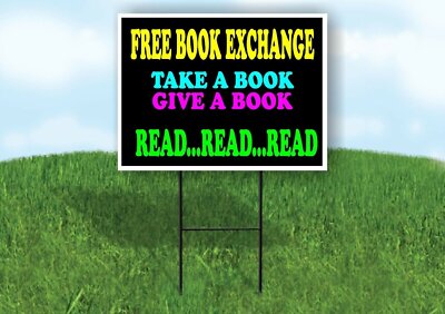 FREE BOOK EXCHANGE READ Yard Sign with Stand LAWN SIGN