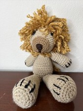 Handmade Cowardly Lion Stuffed Toy Knit Crochet 13  Shaggy Mane