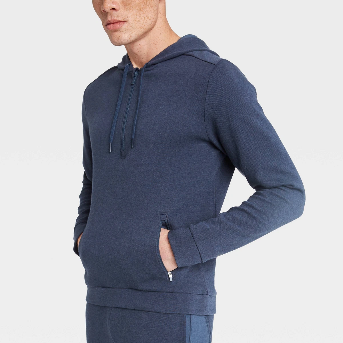 Medium - Mens Premium Fleece 1/4 Zip Hoodie - All in Motion - Blue