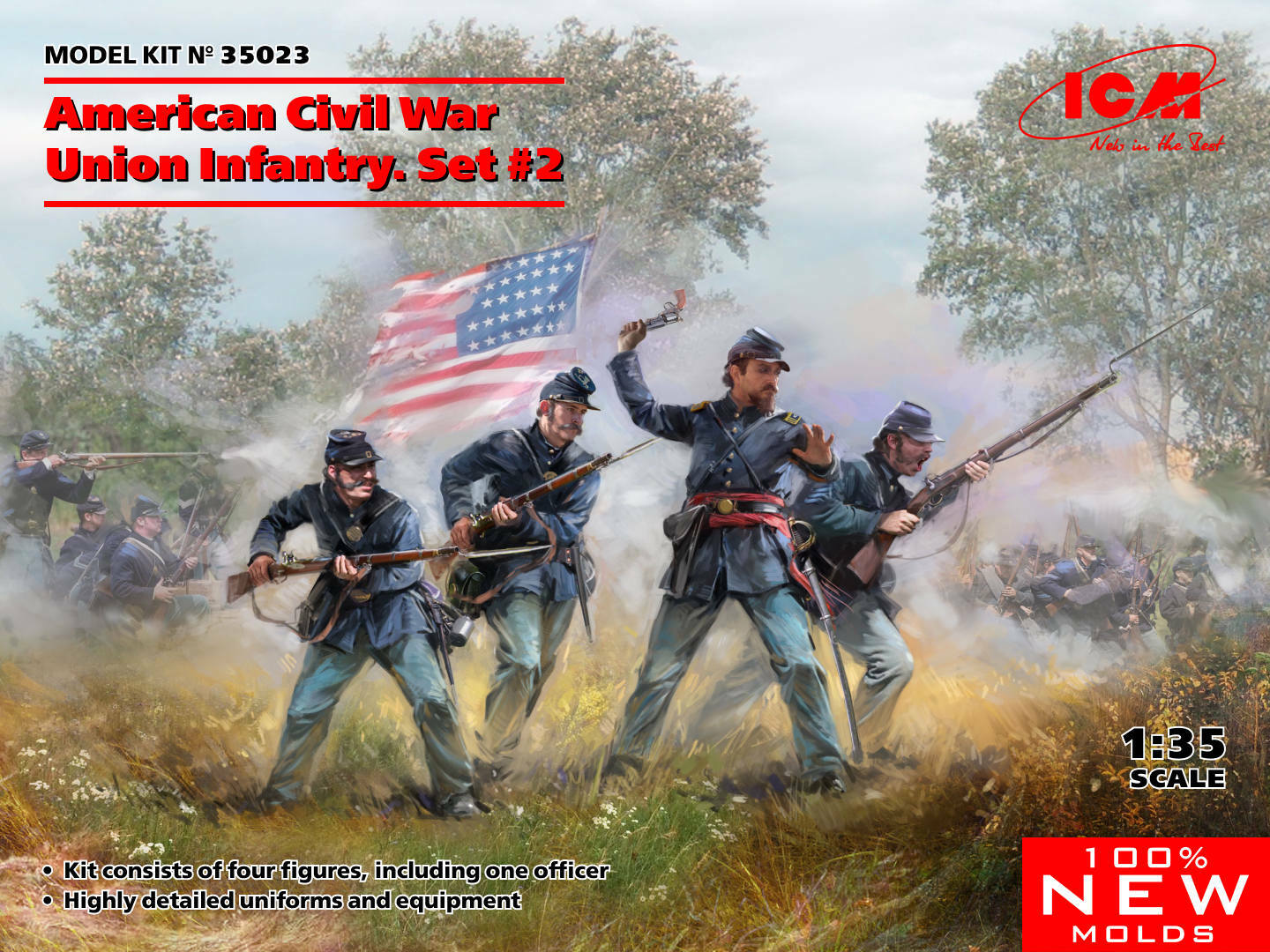 American Civil War Union Infantry. Set #2 (100% New Molds) 1:35 Plastic Kit ICM