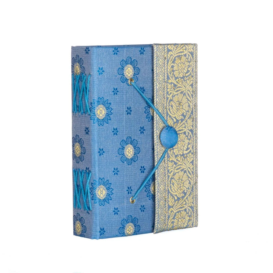 Sari Fabric Journal Notebook Diary 6 Colours 11cm x 16cm Unlined Recycled Paper - Image 3 of 4