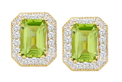 Ohrringe 9 kt Gelbgold Achteck Peridot und Diamant