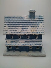 Byron Molds 1980 Ceramic Blue House Cottage Village Christmas Painted Vintage