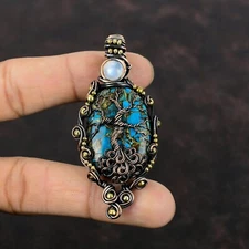Chrysocolla Wire Wrapped Tree Of Life Pendant Copper Jewelry For Women 2.76"