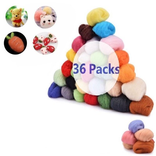 36 Colors Fibre Wool Roving For Needle Felting Spinning DIY Craft Material Set - Picture 2 of 3