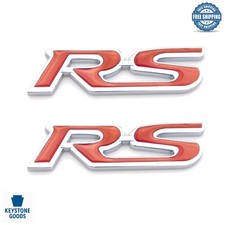 2pc Red Silver 3d Rs Emblem Badge For Car Atv Truck - Waterproof Metal Decor