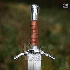 Hand-Forged Medieval Fantasy Sword, High Carbon Steel Blade, Wooden Grip