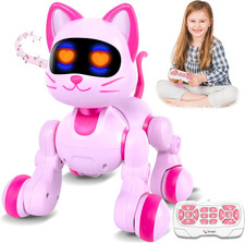 Robot Cat Interactive Toys for Girls: Remote Control Electronic Pink Kitty Pet f