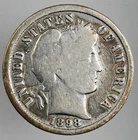 1898-P  10C  BARBER SILVER DIME PHILADELPHIA "CLEANED  AS PICTURED" (250706-001)