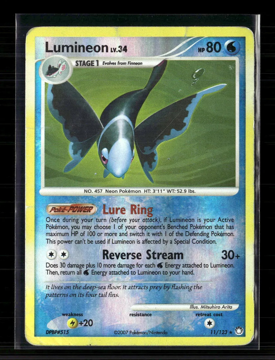 Pokemon 2007 Mysterious Treasures Lumineon #11/123 Reverse Holo