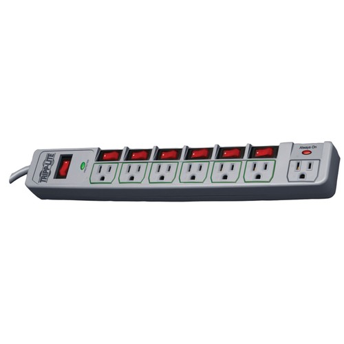 7-Outlet 1080J ECO-Surge Energy-Saving Surge Protector Power Strip 6 ft Cord - Picture 1 of 3